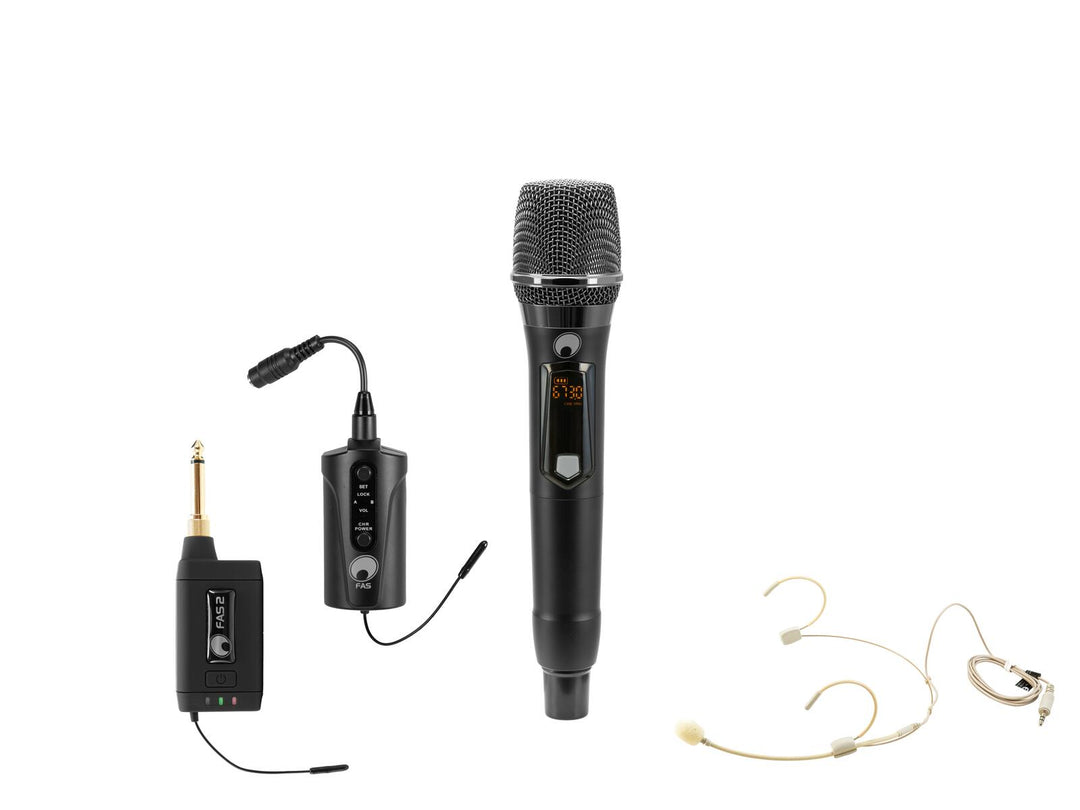 OMNITRONIC Set FAS TWO + Dyn. trådlös mikrofon + BP + headset 660-690MHz