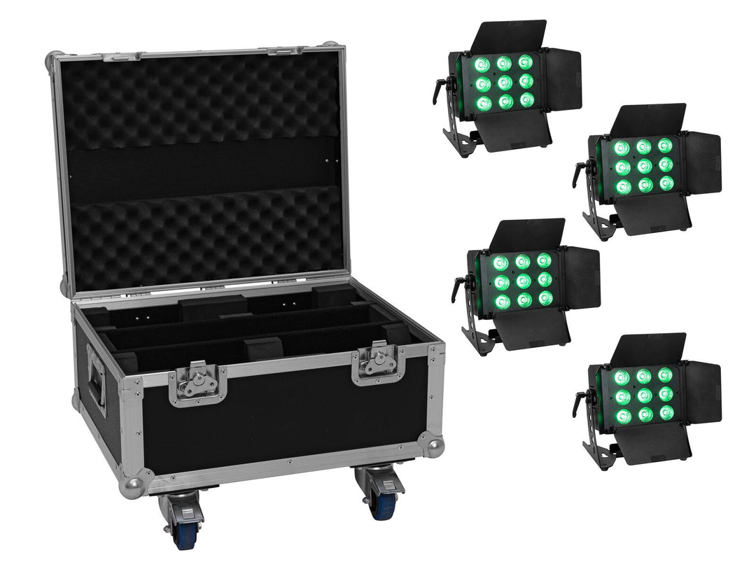 EUROLITE Set 4x LED CLS-9 QCL RGB/WW 9x7W + fodral