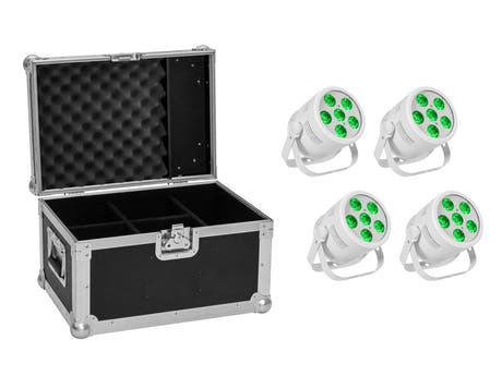 EUROLITE Set 4x LED Silent PAR 6 QCL Floor vit + väska
