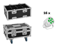 EUROLITE Set 16x LED Silent Par 6 QCL golv wh + fodral