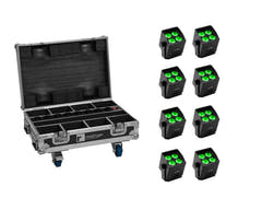 EUROLITE Set med 8x AKKU Mini IP UP-4 QCL Spot MK2 + case med laddningsfunktion