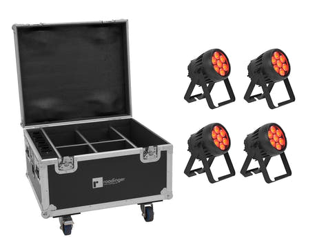 EUROLITE Set 4x AKKU IP PAR 7 QCL CRMX MK2 + fodral med laddningsfunktion