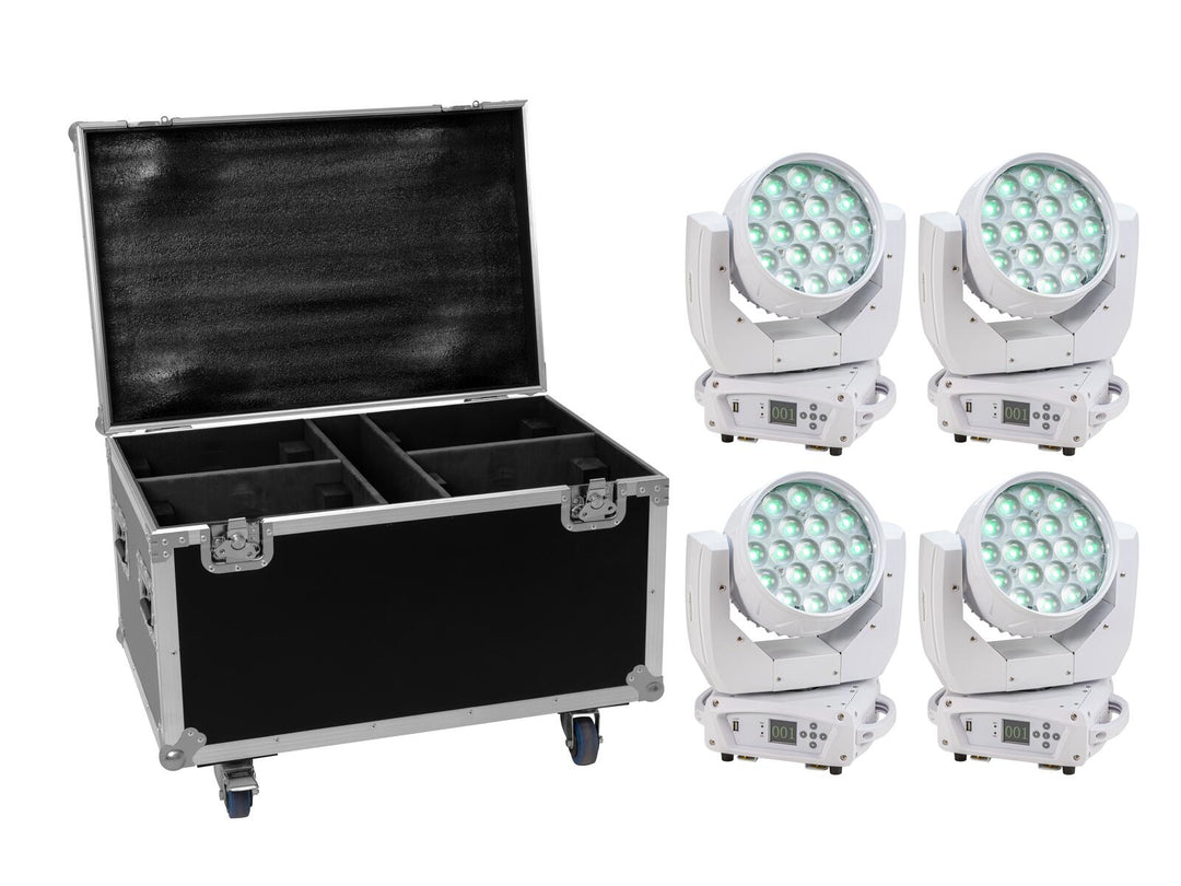 EUROLITE Set 4x LED TMH-X4 vit + Case with wheels