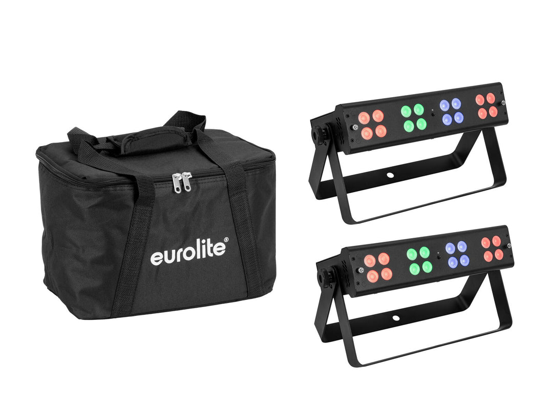 EUROLITE Set 2x LED Silent Bar 16x4W RGB/WW + mjuk Bag