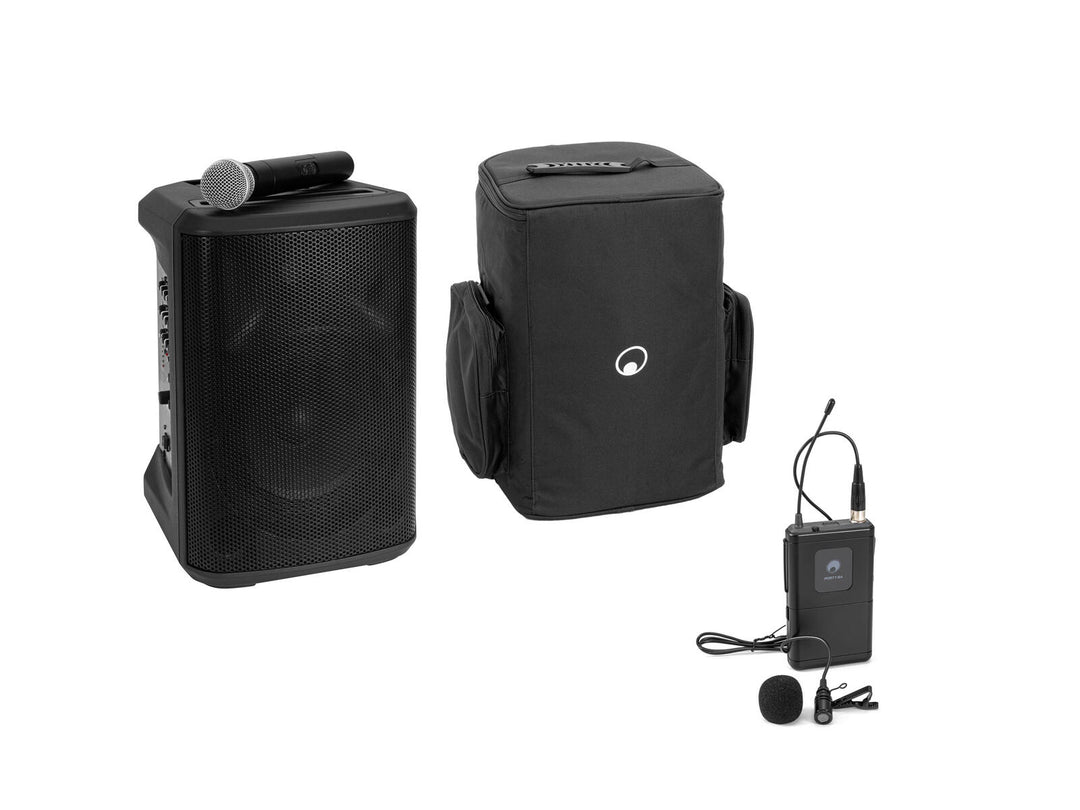 OMNITRONIC Set PORTY-8A trådlöst PA-system + Bodypack Transmitter inkl. Lavalier Microphone + Soft Bag