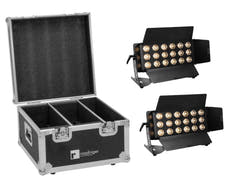 EUROLITE set med 2x LED CLS-18 QCL RGB/WW 18x7W + transportväska