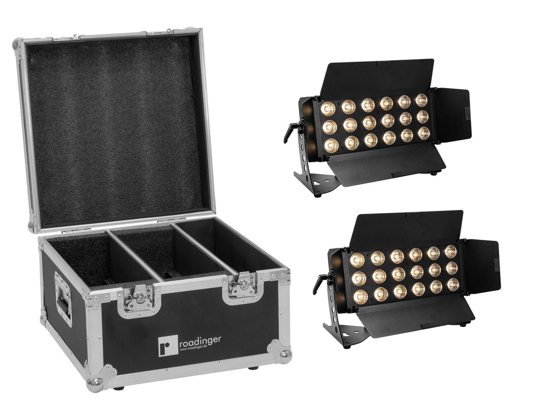 EUROLITE set med 2x LED CLS-18 QCL RGB/WW 18x7W + transportväska