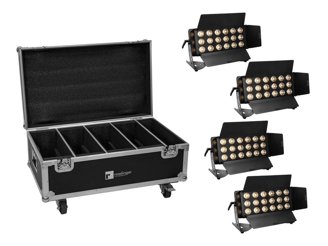 EUROLITE Set 4x LED CLS-18 QCL RGB/WW 18x7W + Flightcase med hjul