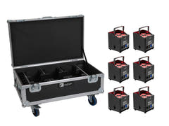 EUROLITE Set med 6x AKKU UP-4 QCL Spot QuickDMX MK2 + Flightcase med hjul och laddningsfunktion