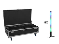 EUROLITE Set 8x AKKU IP Pixel Tube 360° PRO CRMX + Flightcase med hjul och laddningsfunktion