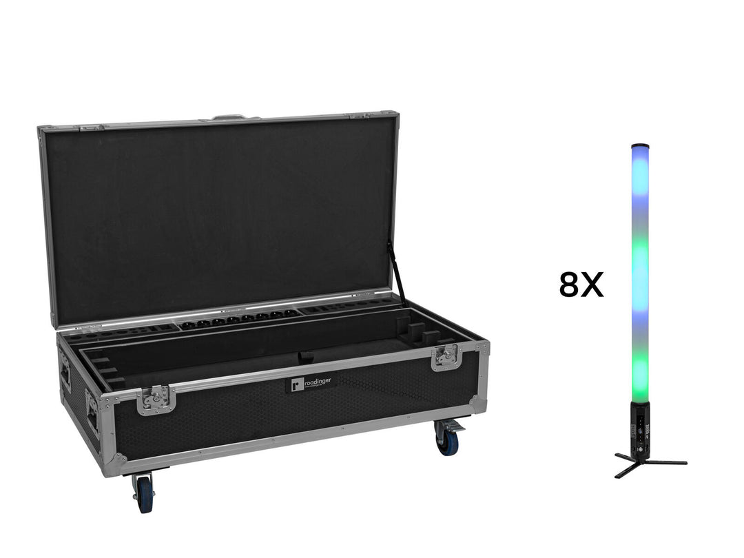 EUROLITE Set 8x AKKU IP Pixel Tube 360° PRO CRMX + Flightcase med hjul och laddningsfunktion