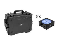 EUROLITE Set med 8x AKKU IP Flat Light SMD bk + Plastic case med trolley