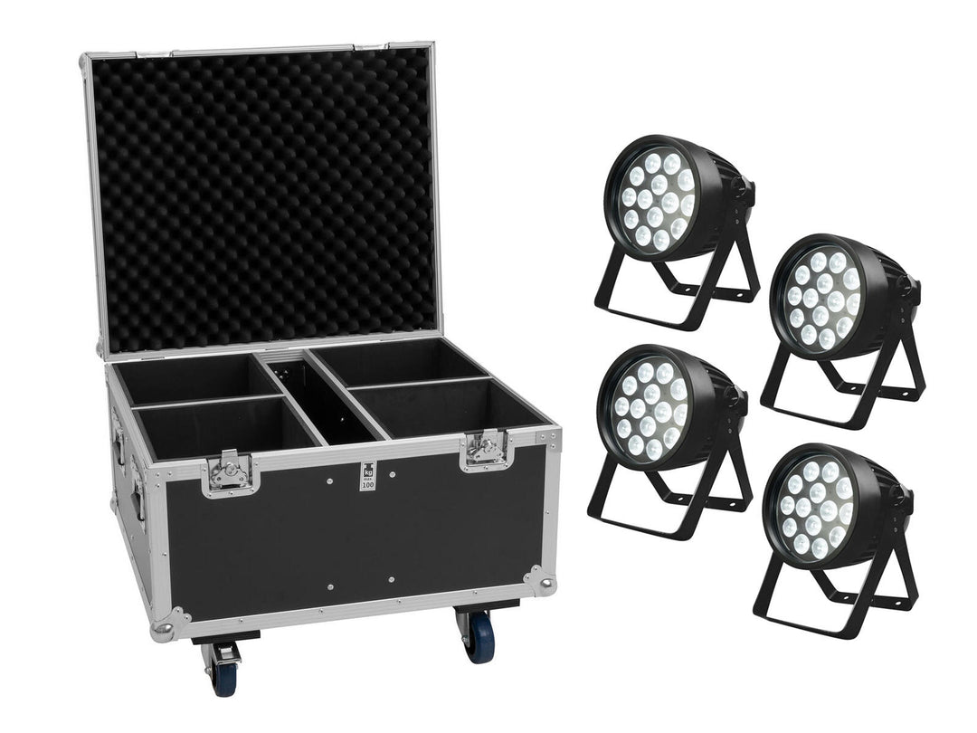 EUROLITE Set 4x LED IP PAR 14x10W HCL + Flightcase