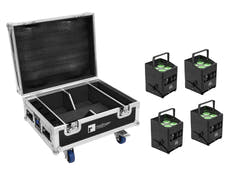 EUROLITE Set 4x AKKU IP UP-4 QCL spot QuickDMX MK2 + Flightcase med hjul och laddningsfunktion