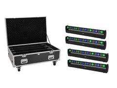 EUROLITE Set 4x LED BAR-8 SWING QCL bar + Flightcase med hjul