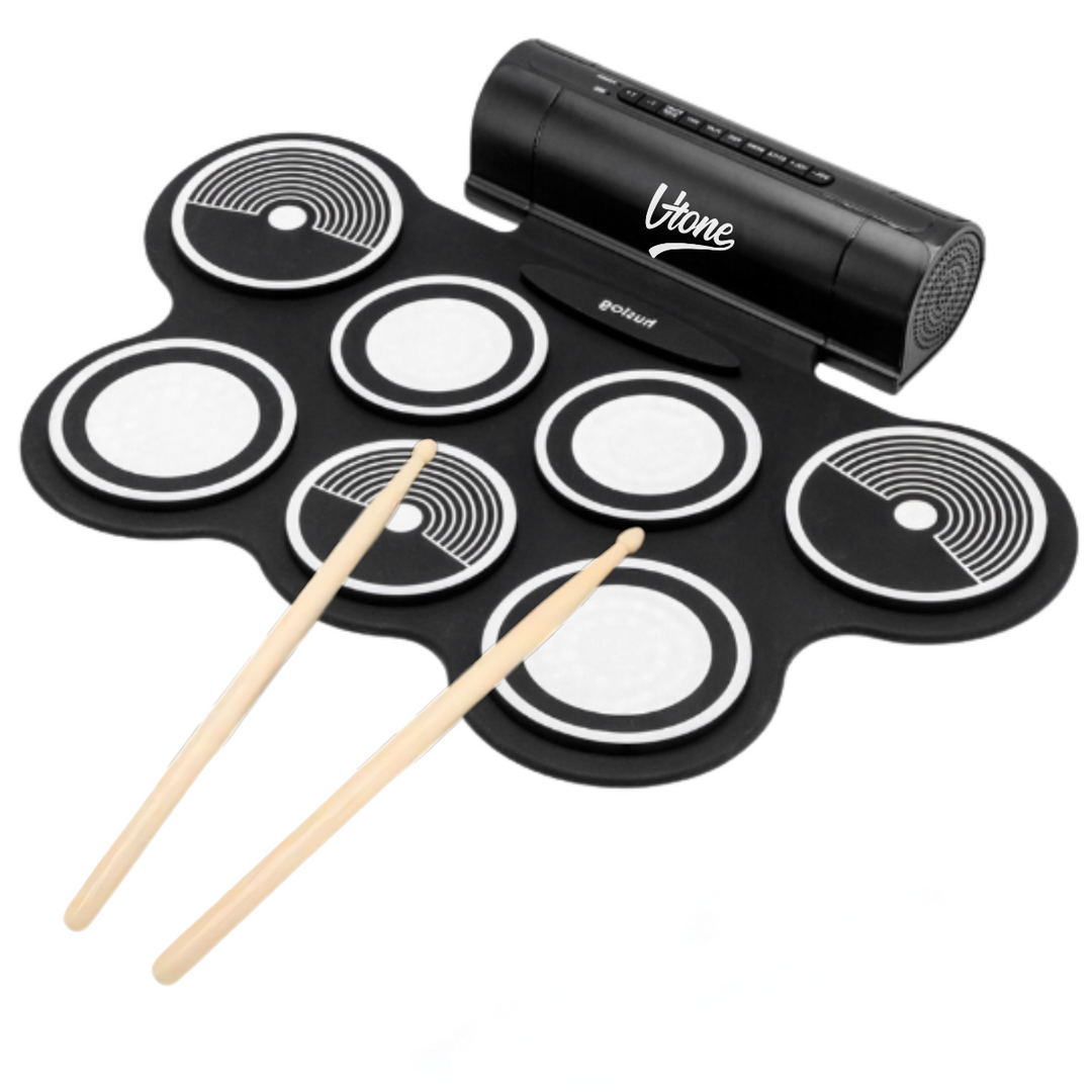 V-TONE RD7 Elektroniskt Trumset – Roll-Up Drum Kit med 7 Pads, Pedaler och Högtalare