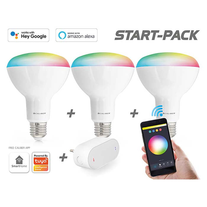 Caliber BR30 smart home-startpaket LED-lampa vit/multi