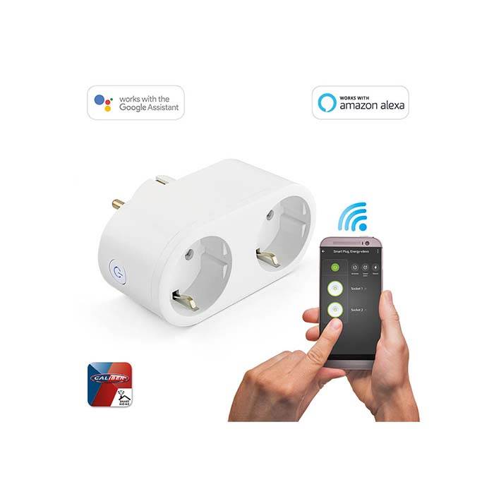 Caliber wi-fi Smart Home-kontakt med 2 uttag