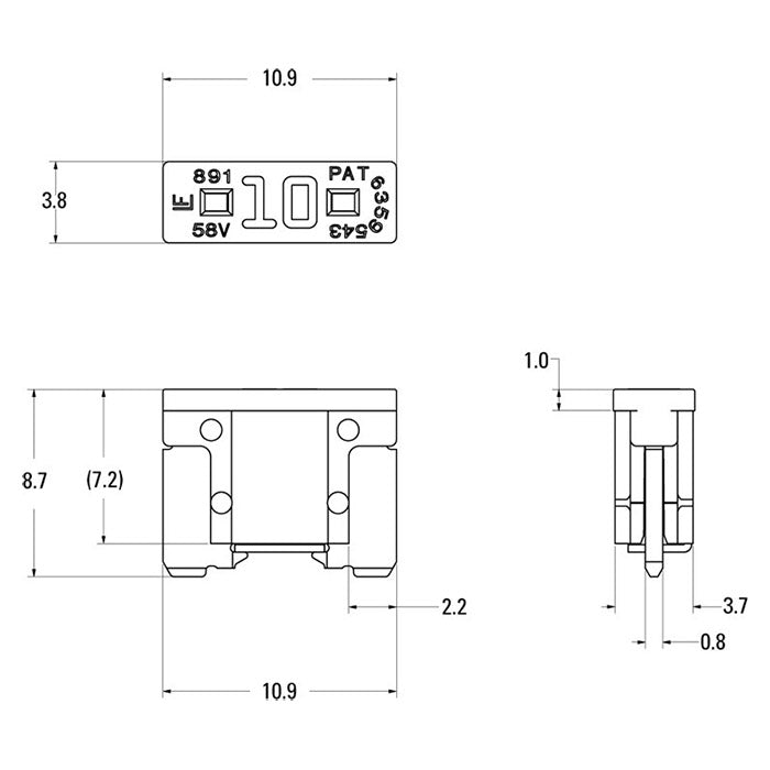 Ampire adapter för lågprofil-minisäkring 10A (ACN) - 1 st