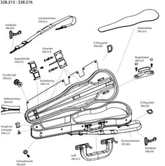 GEWA ryggsäcksmontering formgjutet violin/viola-fodral - 2 ryggsäcksremmar