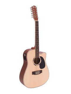 DiMavery DR-612 västerländsk gitarr 12-strängad - naturlig