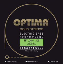 Optima E-Bass-strängar Gold Strings roundwound long scale - set 4-strängar reg-light (2299L)