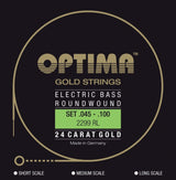 Optima E-Bass-strängar Gold Strings roundwound long scale - set 4-strängar reg-light (2299L)