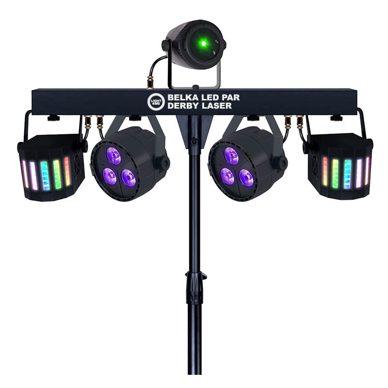 LIGHT4ME T-BAR LED PAR DERBY LASER diskoteklys multieffektsæt