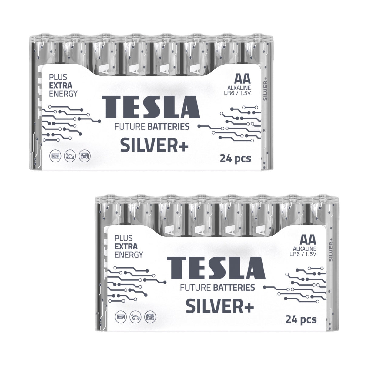 Tesla Silver+ AA Alkaliska Batterier (48 st)