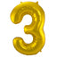 3-formad nummerfolieballong (guld, 86 cm)