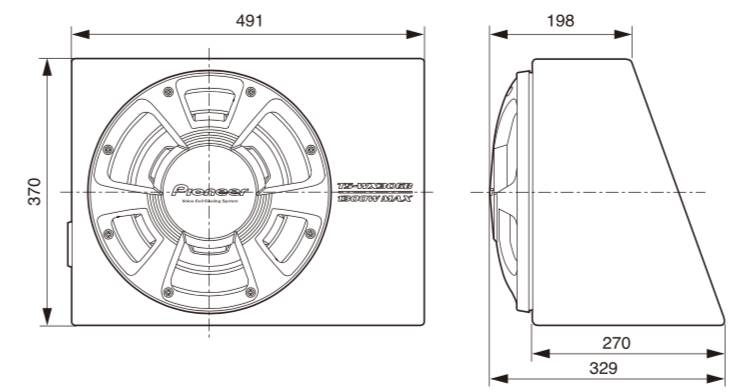 Pioneer TS-WX300A Active Subwoofer med inbyggd D-klassförstärkare