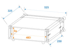 ROADINGER Effect Rack CO DD, 3U, 24cm djup, svart