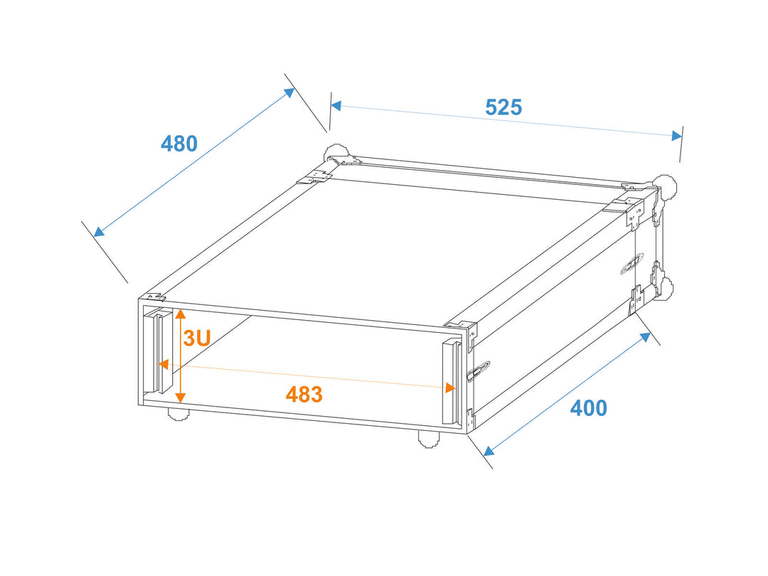 ROADINGER Effect Rack CO DD, 3U, 40cm djup, svart