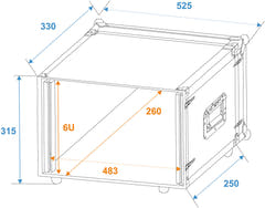 ROADINGER Effect Rack CO DD, 6U, 24cm djupt, svart