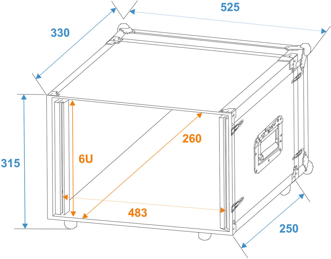 ROADINGER Effect Rack CO DD, 6U, 24cm djupt, svart