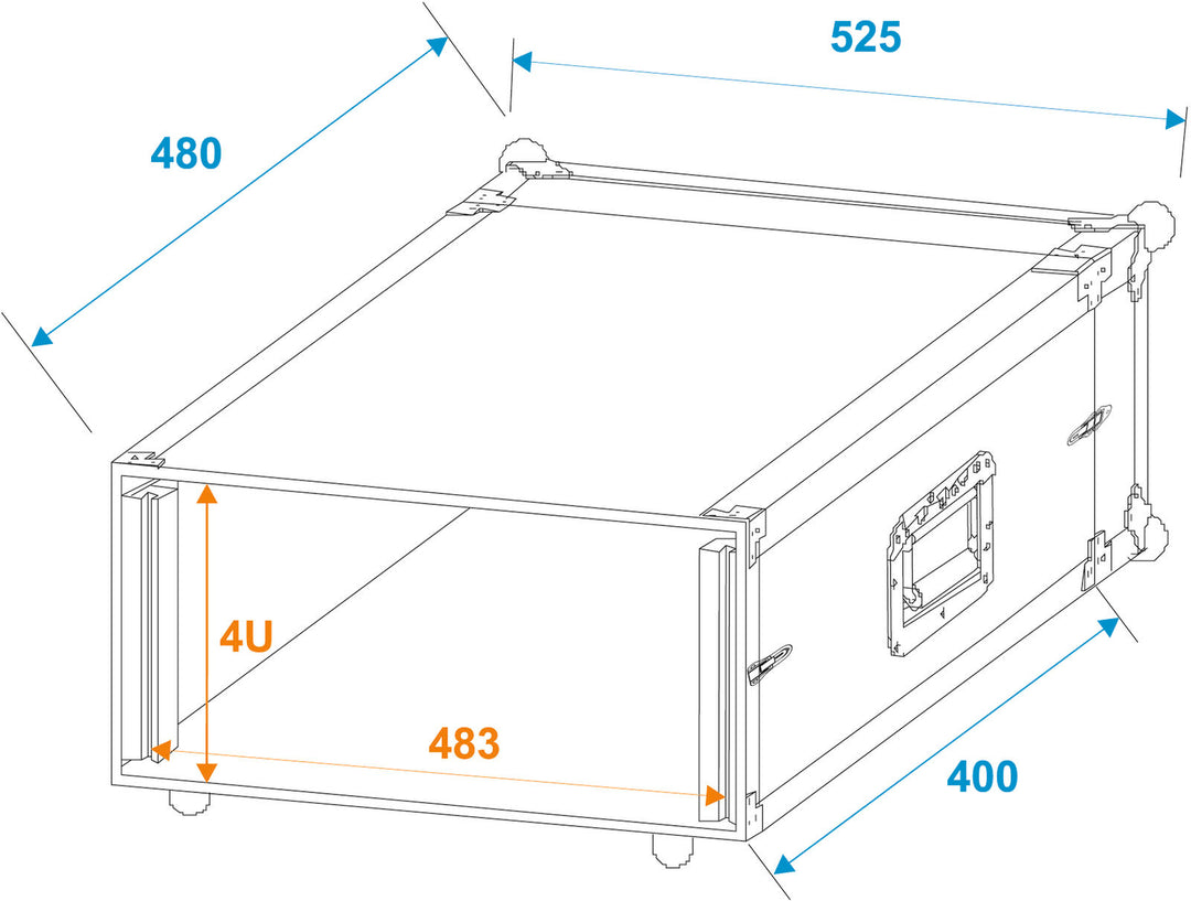 ROADINGER Effect Rack CO DD, 4U, 38cm djup, svart