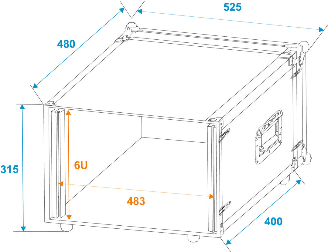 ROADINGER Effect Rack CO DD, 6U, 38cm djupt, svart