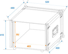 ROADINGER Effect Rack CO DD, 8U, 38cm deep, svart