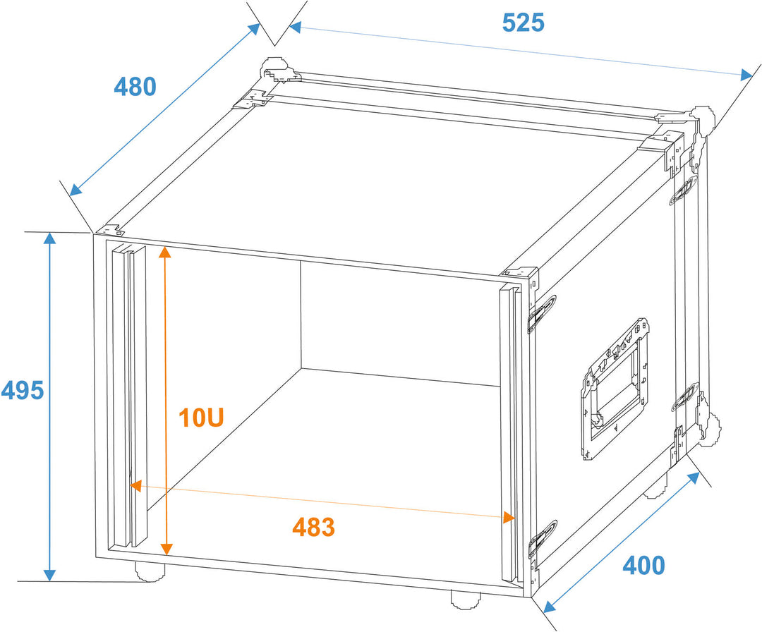ROADINGER Effect Rack CO DD, 10U, 38 cm djup, svart