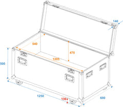 ROADINGER ODV-1 universellt turnécase 120 cm med hjul