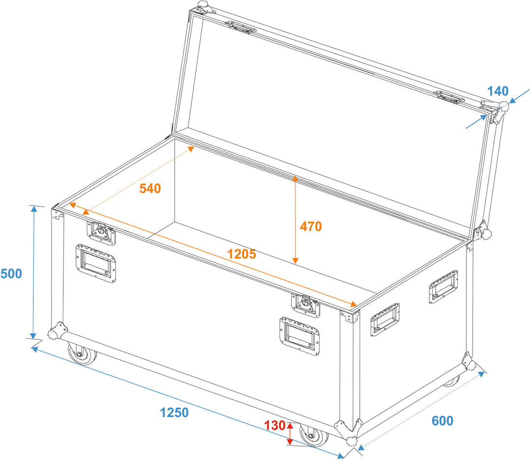 ROADINGER ODV-1 universellt turnécase 120 cm med hjul