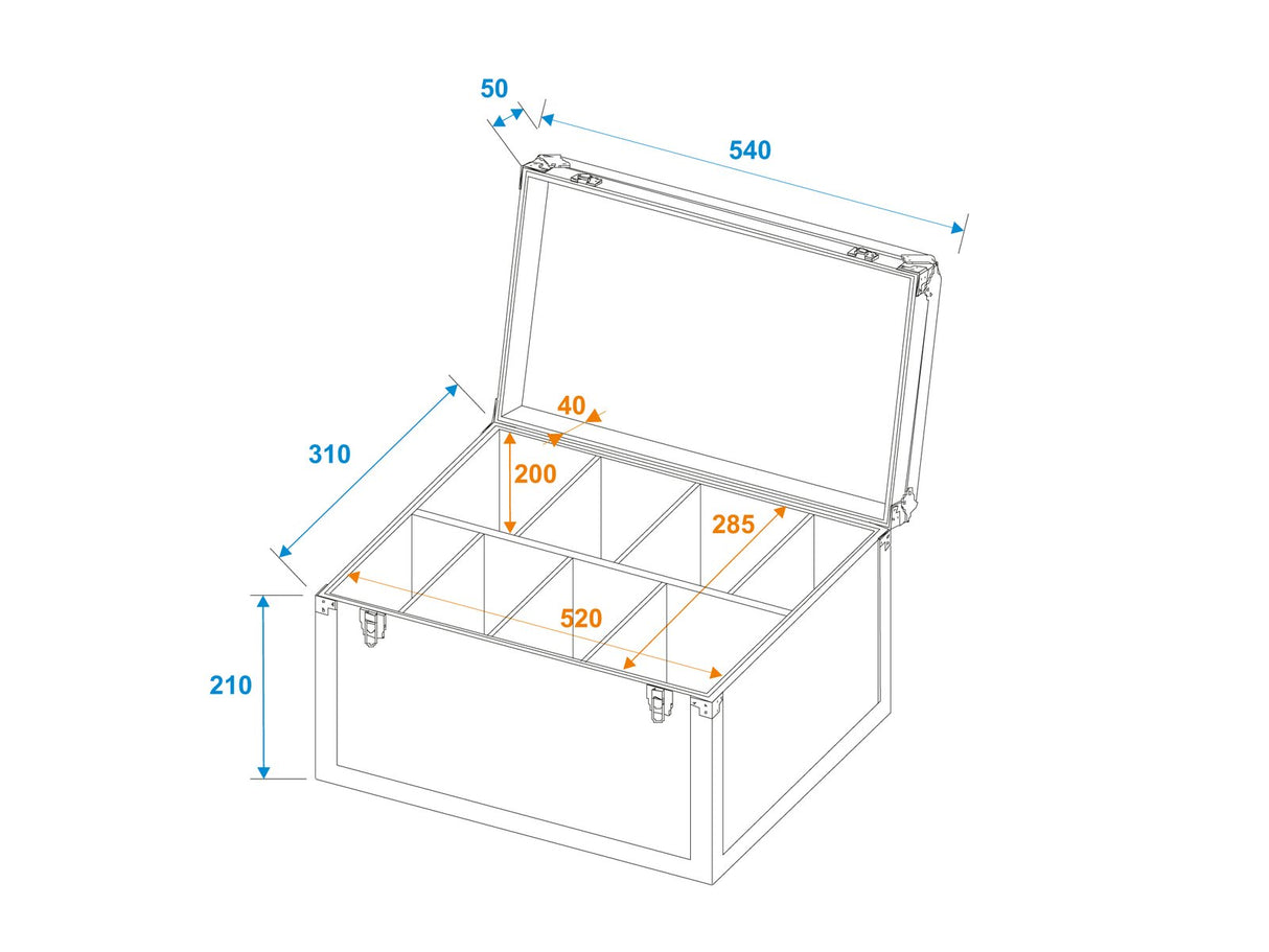 Roadinger Flightcase med skumvägg (53,8 x 29 x 28 cm)