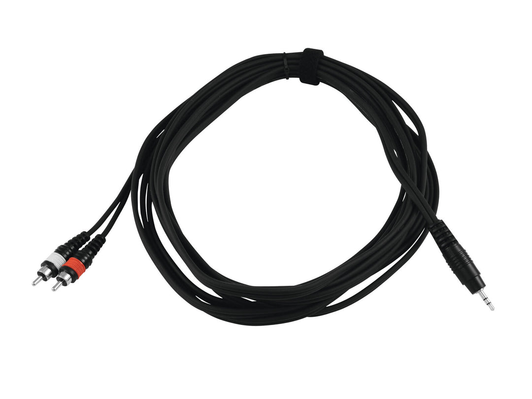 OMNITRONIC Adapterkabel 3.5 Jack/2xRCA 6 m svart