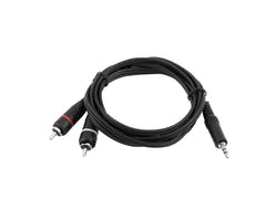 OMNITRONIC Adapterkabel 3.5 Jack/2xRCA 1.5m svart