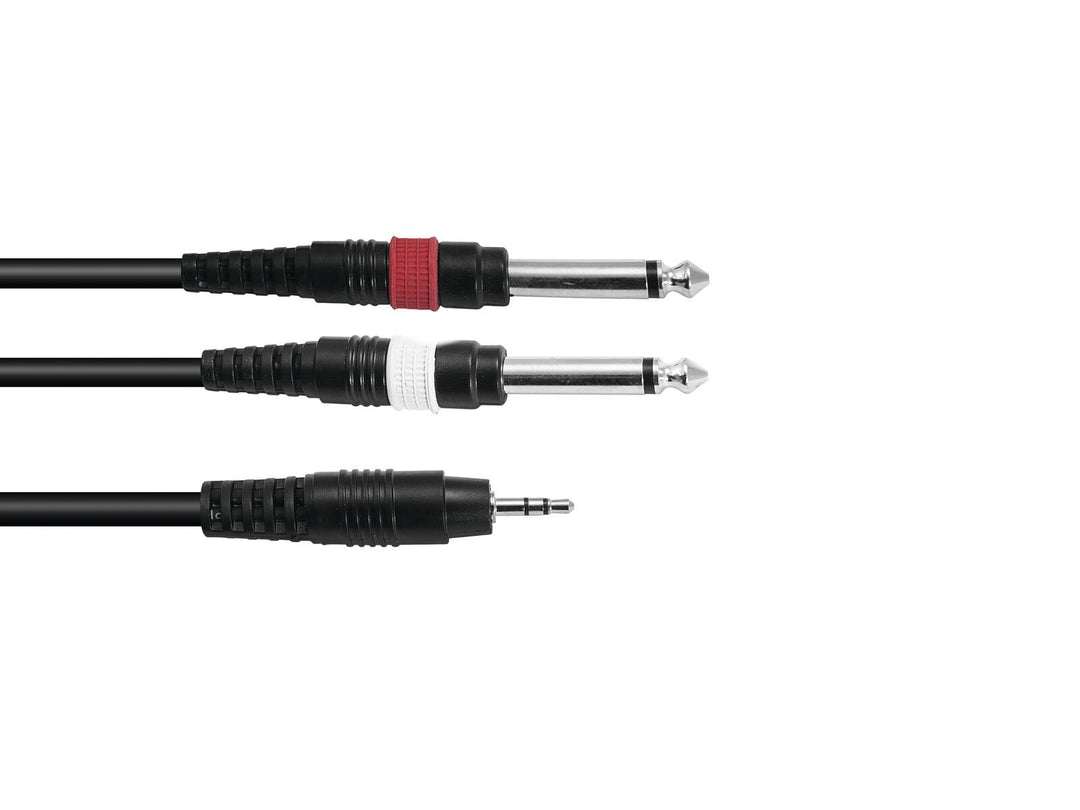 OMNITRONIC Adapterkabel 3.5 Jack/2xJack 1.5m bk