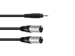 OMNITRONIC Adapterkabel 3.5 Jack/2xXLR(M) 1.5m bk