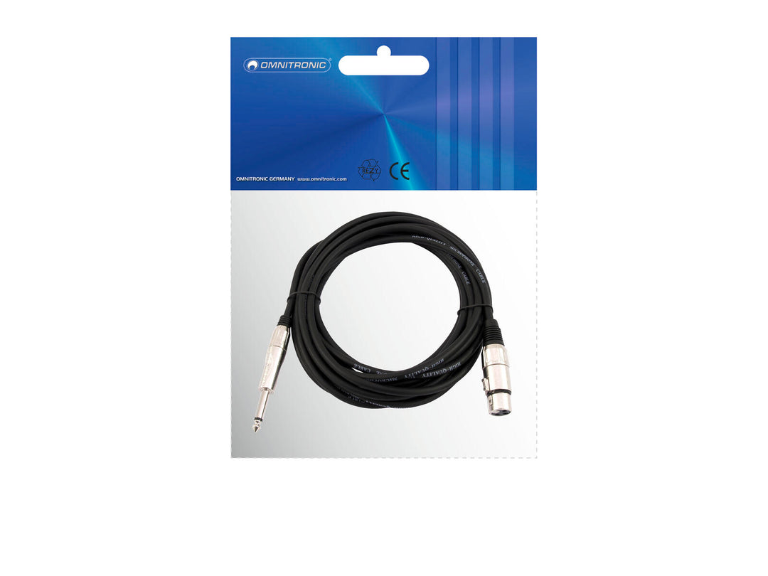 OMNITRONIC Adapterkabel XLR(F)/Jack mono 5m bk