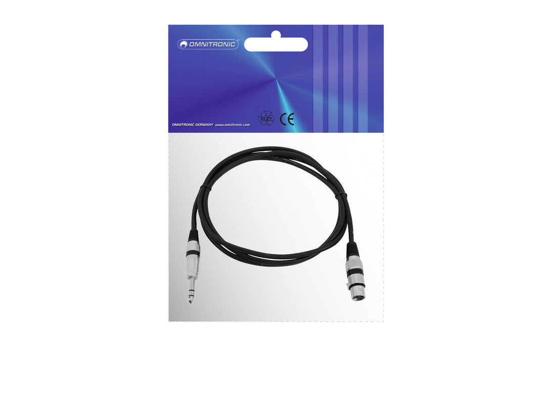 OMNITRONIC adapterkabel XLR(F)/Jack stereo 2 m bk
