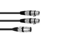 OMNITRONIC Adapterkabel XLR(M)/2xXLR(F) 1.5m bk