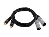 OMNITRONIC Adapter Cable 2xXLR(M)/2xRCA 3m bk